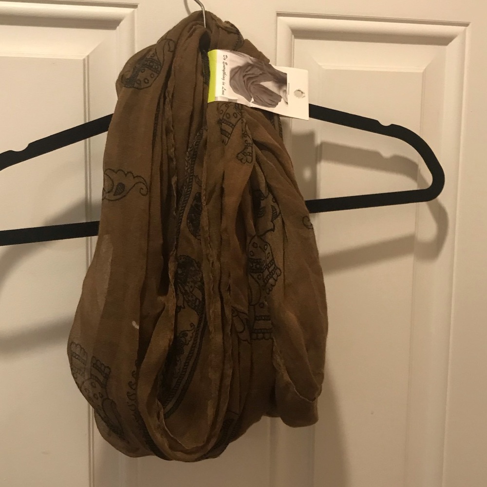 Brown elephant print scarf